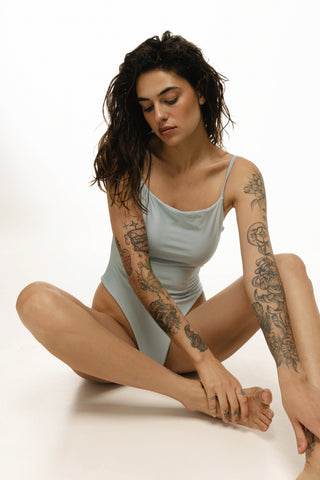 One-piece swimsuit EMMA in silver blue